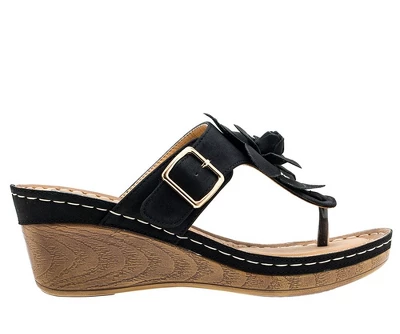 GC Shoes Flora Flower Comfort Slide Wedge Sandals 3 GC Shoes Flora Flower Comfort Slide Wedge Sandals