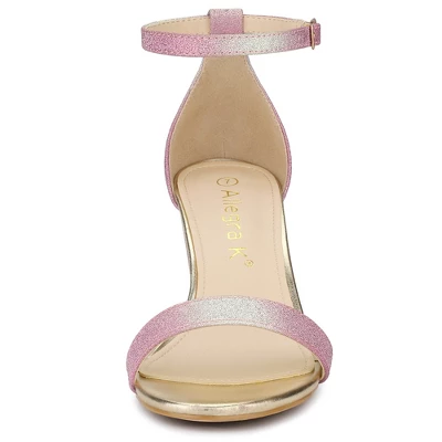 Allegra K Women's Gradient Glitter Chunky Heels Sandals 4 Allegra K Women's Gradient Glitter Chunky Heels Sandals - Image 2