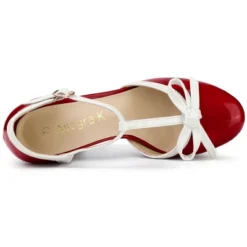 Allegra K Women's Platform Bow T-Strap Chunky Heels Pumps -Noble Heels GUEST 0a4ed717 9665 4ae0 ad22 918b73797634