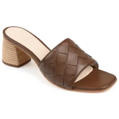 Journee Signature Womens Genuine Leather Kellee Slip On Stacked Heel Open Square Toe Sandals -Noble Heels GUEST 15334a88 cd71 4d2c 8e14 af951c53c838