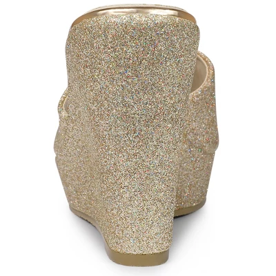 Allegra K Women's Glitter Platform Slip-on Wedge Heels Sandals 4 Allegra K Women's Glitter Platform Slip-on Wedge Heels Sandals - Image 2