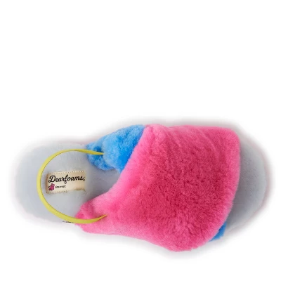 Dearfoams Adult Unisex Color Block Genuine Shearling Slingback Slide 5 Dearfoams Adult Unisex Color Block Genuine Shearling Slingback Slide - Image 3