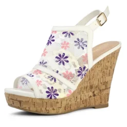 Allegra K Women's Open Toe Platform Heel Lace Wedges Sandals -Noble Heels GUEST 1bd19fd8 051a 4007 ad89 7e308bc30dec