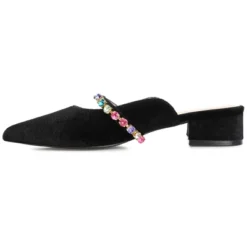 Journee Collection Womens Jewel Mules Pointed Toe Slip On Flats