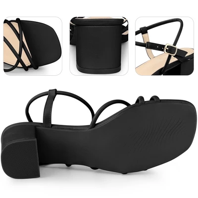 Perphy Women's Strappy Strap Open Toe Slingback Chunky Heel 4 Perphy Women's Strappy Strap Open Toe Slingback Chunky Heel - Image 2