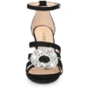 Allegra K Women's Crystal Rhinestone Buckle Chunky Heel Sandal