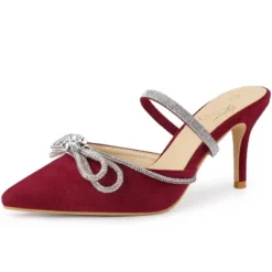 Perphy Pointed Toe Rhinestones Bow Stiletto Heel Slip On Mules For Women 13 Perphy Pointed Toe Rhinestones Bow Stiletto Heel Slip On Mules For Women -Noble Heels GUEST 1f8574b0 7894 47c0 a56a bb51a75c3ed9