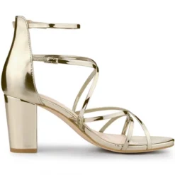 Allegra K Women's Strappy Crisscross Strap Block Heels Sandals -Noble Heels GUEST 2072d059 586d 4305 a9e9 ce09c896803d