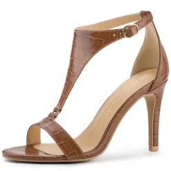 Allegra K Women's T Strap Croc Embossed Stiletto Heel Sandals -Noble Heels GUEST 20e19b6c 73b4 411e bbfd 3b10f7618c65