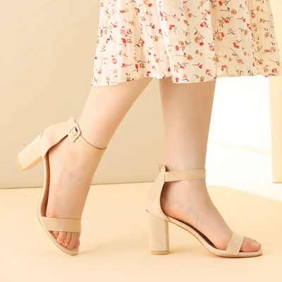 Perphy Women's Ankle Strap Open Toe Chunky High Heels Sandals 3 Perphy Women's Ankle Strap Open Toe Chunky High Heels Sandals