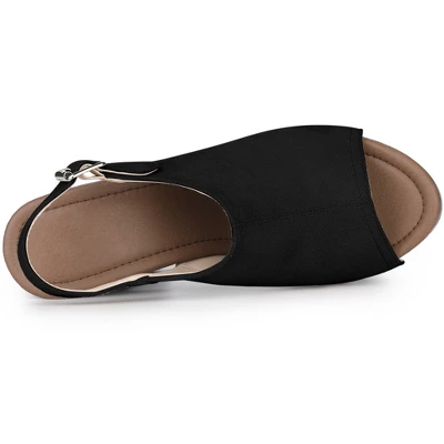 Perphy Women's Slingback Platform Chunky High Heel Sandals 5 Perphy Women's Slingback Platform Chunky High Heel Sandals - Image 3