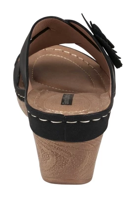 GC Shoes Selly Cross-Strap Flower Comfort Slide Wedge Sandals 4 GC Shoes Selly Cross-Strap Flower Comfort Slide Wedge Sandals - Image 2