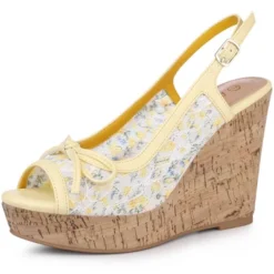 Allegra K Women's Wood Platform Heels Bow Lace Wedge Sandals 31 Allegra K Women's Wood Platform Heels Bow Lace Wedge Sandals -Noble Heels GUEST 2673a2bc f9cd 450c 80b7 ebd9ec30983c