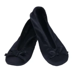 CTM Women's Satin Ballerina Slipper House Shoe (Pack Of 2)