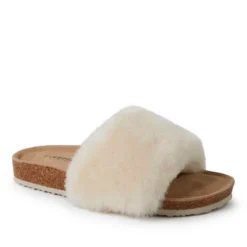 Fireside By Dearfoams Women's Canberra Genuine Shearling Band Footbed Slide Slippers -Noble Heels GUEST 29a4f43b 63d3 4752 99b0 c240c75c5143