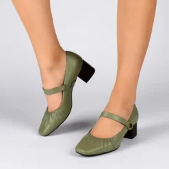 Journee Signature Womens Genuine Leather Ellsy Mary Jane Low Stacked Heel Square Toe Pumps -Noble Heels GUEST 2b3244e7 a0e9 4925 a054 1a7173c8c653