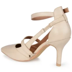 Journee Signature Womens Genuine Leather Vallerie Buckle Mid Heel Almond Toe Pumps -Noble Heels GUEST 2e4745af c615 4331 9187 fcfa45b4328c