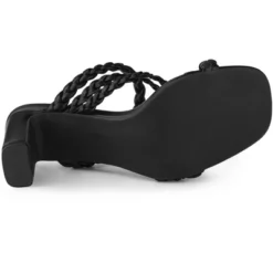 Perphy Square Toe Braided Heeled Chunky Heels Sandals For Women -Noble Heels GUEST 302f5ed9 2a04 43e4 8a5c 9b4ede05f8a1