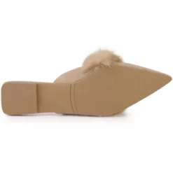 Allegra K Women's Pointed Toe Faux Fur Slip On Flat Slide Mules -Noble Heels GUEST 3193c47b 31cb 4fcf 9eda 9c0bf80db81e