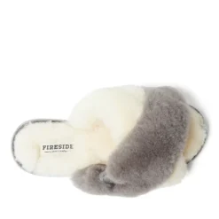 Fireside By Dearfoams Women's New Castle Genuine Shearling Cross Band Slide -Noble Heels GUEST 3652f390 2340 4657 be59 8950a0a4efda