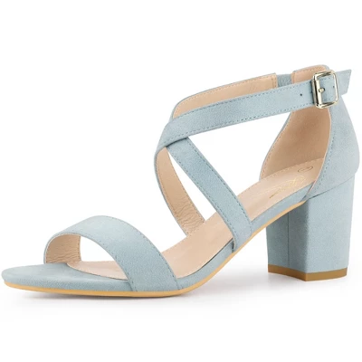 Perphy Women's Crisscross Strap Open-Toe Chunky Heels 10 Perphy Women's Crisscross Strap Open-Toe Chunky Heels - Image 8