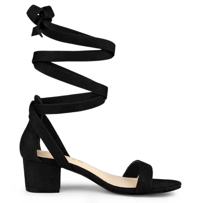 Allegra K Women's Open Toe Block Heel Lace Up Sandals 8 Allegra K Women's Open Toe Block Heel Lace Up Sandals - Image 6