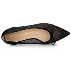 Allegra K Women's Pointed Toe Bow Rhinestone Mesh Ballerina Flats -Noble Heels GUEST 3dd829dd 3614 4a4e ada8 be7148e80f51