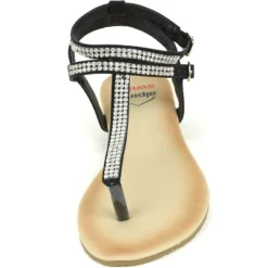 Alpine Swiss Womens Slingback T-Strap Rhinestone Ankle Strap Thong Sandals