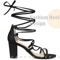 Perphy Strappy Strap Lace Up Chunky Heel Sandals For Women -Noble Heels GUEST 40245cbc 7a1e 4b4f acd3 7b9f26262bb4