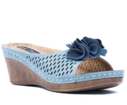 GC Shoes Juliet Perforated Flower Comfort Slide Wedge Sandals -Noble Heels GUEST 415cc10c c0a7 45db 8f00 76c784440eb1