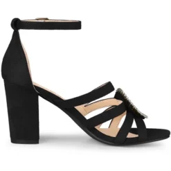 Allegra K Women's Crystal Rhinestone Buckle Chunky Heel Sandal -Noble Heels GUEST 4294bc02 82c2 4a53 b958 fda7a2daee76