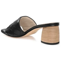 Journee Signature Womens Genuine Leather Kellee Slip On Stacked Heel Open Square Toe Sandals -Noble Heels GUEST 4575734b c3a4 4c74 9b1b 5f7317f1b349