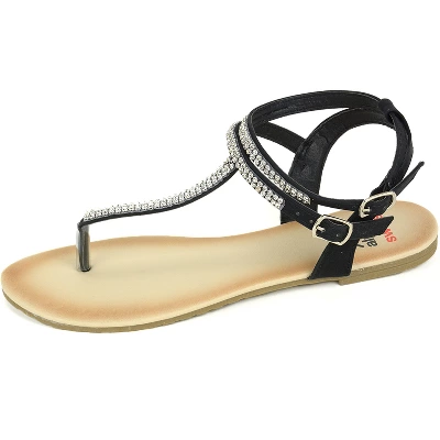 Alpine Swiss Womens Slingback T-Strap Rhinestone Ankle Strap Thong Sandals 4 Alpine Swiss Womens Slingback T-Strap Rhinestone Ankle Strap Thong Sandals - Image 2
