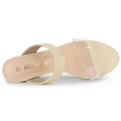 Allegra K Women's Dual Clear Strap Block Heels Slides Sandals -Noble Heels GUEST 4b2155a4 ab27 42f2 af6f 517db44334e2