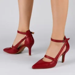 Journee Signature Womens Genuine Leather Vallerie Buckle Mid Heel Almond Toe Pumps -Noble Heels GUEST 4b22d31c e746 4985 9173 cbd139dab579