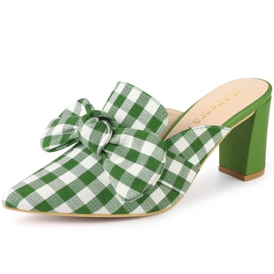 Allegra K Women's Stripe Bow Pointed Toe Block Heel Mules 14 Allegra K Women's Stripe Bow Pointed Toe Block Heel Mules - Image 12