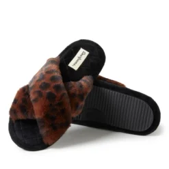 Dearfoams Womens Jessica Furry Crossband Slide -Noble Heels GUEST 4ccecdd3 439d 4186 bd56 9a810c48a679