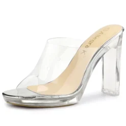 Allegra K Women's Clear Platform Block Heeled Slides Sandals -Noble Heels GUEST 4d3f2b97 491c 4a3f 991f 4a8e49faadfa
