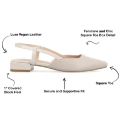 Journee Collection Womens Paislee Sling Back Block Heel Square Toe Flats -Noble Heels GUEST 4f88ed6e 45c9 4caa 85d1 93a87f08bc45