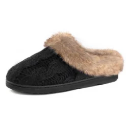 RockDove Women's Cable Knit Faux Fur Collar Slip-On -Noble Heels GUEST 51034ec7 3dc5 412f a4a4 8876456028d6