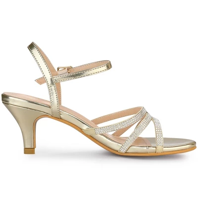 Allegra K Women's Ankle Strap Rhinestone Kitten Heel Sandals 8 Allegra K Women's Ankle Strap Rhinestone Kitten Heel Sandals - Image 6