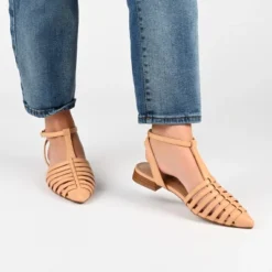 Journee Collection Womens Alivia Ankle Strap Block Heel Pointed Toe Flats -Noble Heels GUEST 5283f30c 9db7 41e1 a421 c849430056b7