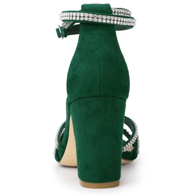 Allegra K Women's Rhinestones Strappy Chunky Heel 5 Allegra K Women's Rhinestones Strappy Chunky Heel - Image 3