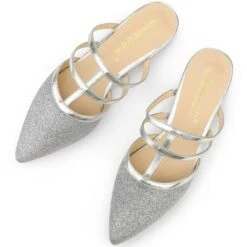 Allegra K Women's Glitter Pointed Toe Flats Mules -Noble Heels GUEST 55a7741b 66cf 4ac9 a384 4302eaf038ae