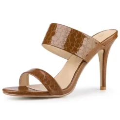 Allegra K Women's Open Toe Stiletto Heel Slide Sandals -Noble Heels GUEST 56a6d418 51bb 43a7 b83a bd4d1bb11434