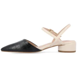 Journee Collection Womens Brynn Croco Vegan Leather Pointed Toe Flats