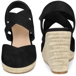 Perphy Platform Closed Toe Espadrille Wedge Heel Sandals For Women