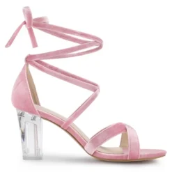 Allegra K Women's Velvet Lace Up Clear Heels Block Heel Sandals 17 Allegra K Women's Velvet Lace Up Clear Heels Block Heel Sandals -Noble Heels GUEST 649ff24f 015a 4d25 9632 7114f48ffb6f