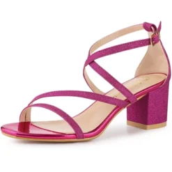 Allegra K Women's Glitter Crisscross Strap Chunky Sandals 22 Allegra K Women's Glitter Crisscross Strap Chunky Sandals -Noble Heels GUEST 64fd4599 525d 4156 b9de 221eb39b78a7