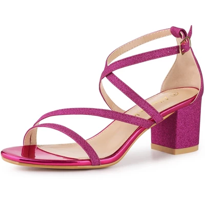 Allegra K Women's Glitter Crisscross Strap Chunky Sandals 10 Allegra K Women's Glitter Crisscross Strap Chunky Sandals - Image 8